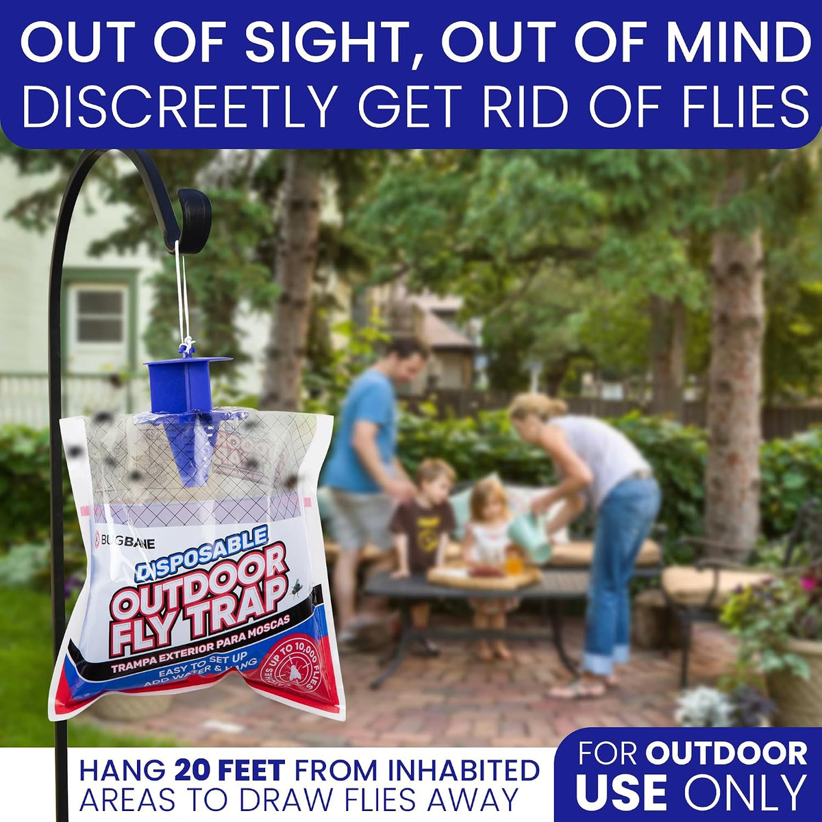 Fly Traps Outdoor Fly Trap for Patio. 9 Non-Toxic Pre-Baited Flies Bags Outdoor Disposable. Hanging Bug Catchers for