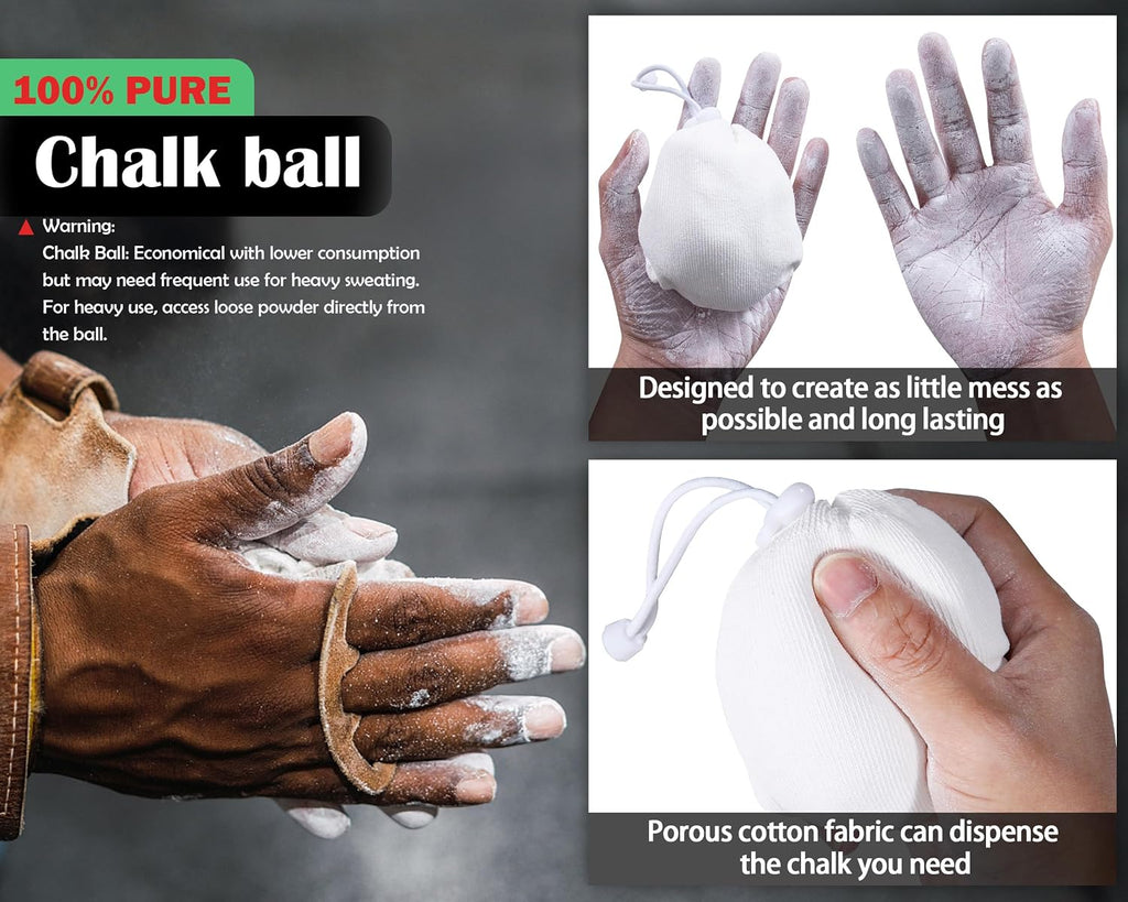 Chalk Ball, Chalk for Rock Climbing and Gymnastics, Weightlifting Gym Workouts, Billiards, 2.3oz Chalk Ball with