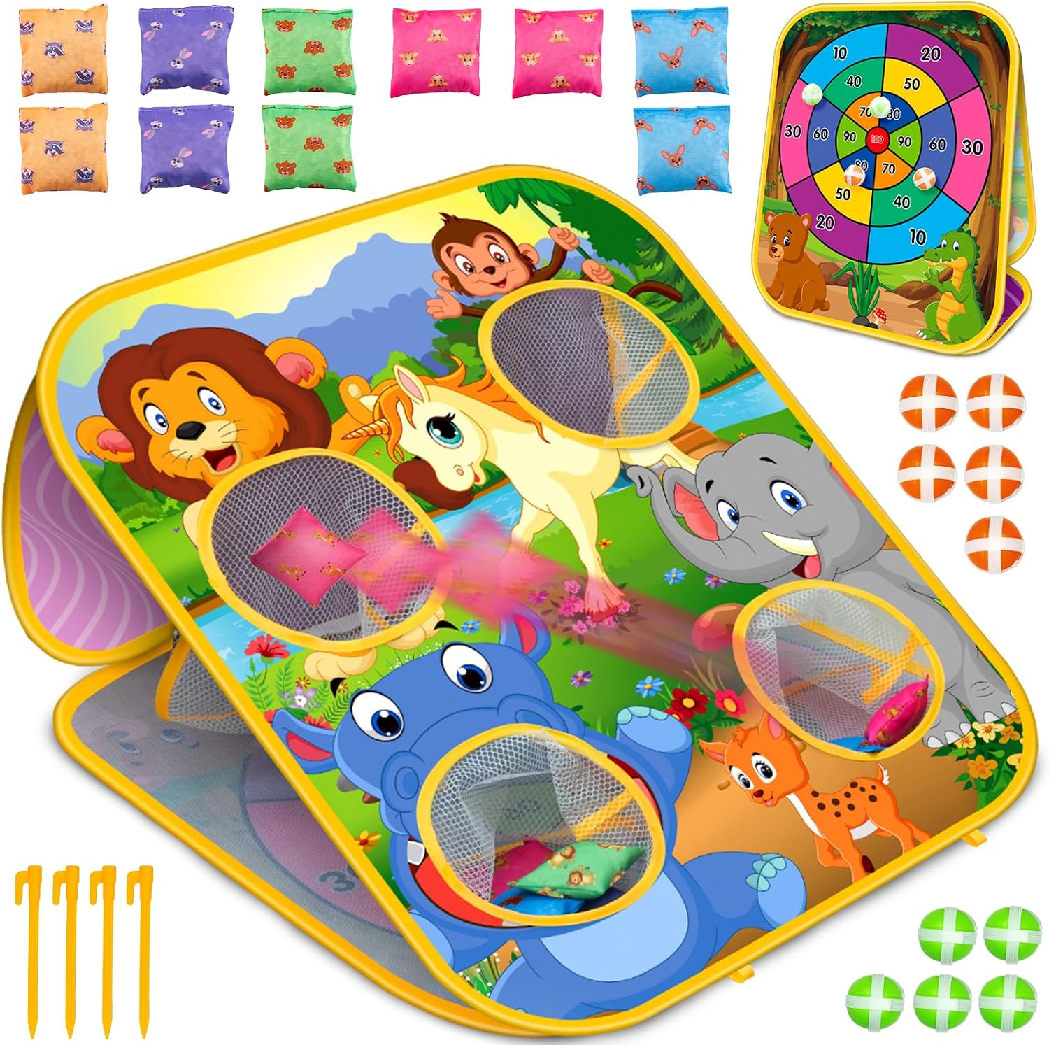 Bean Bag Toss Game for Kids - Cornhole Board Outdoor Toys for Toddlers -Party Activities Carnival Outside Yard