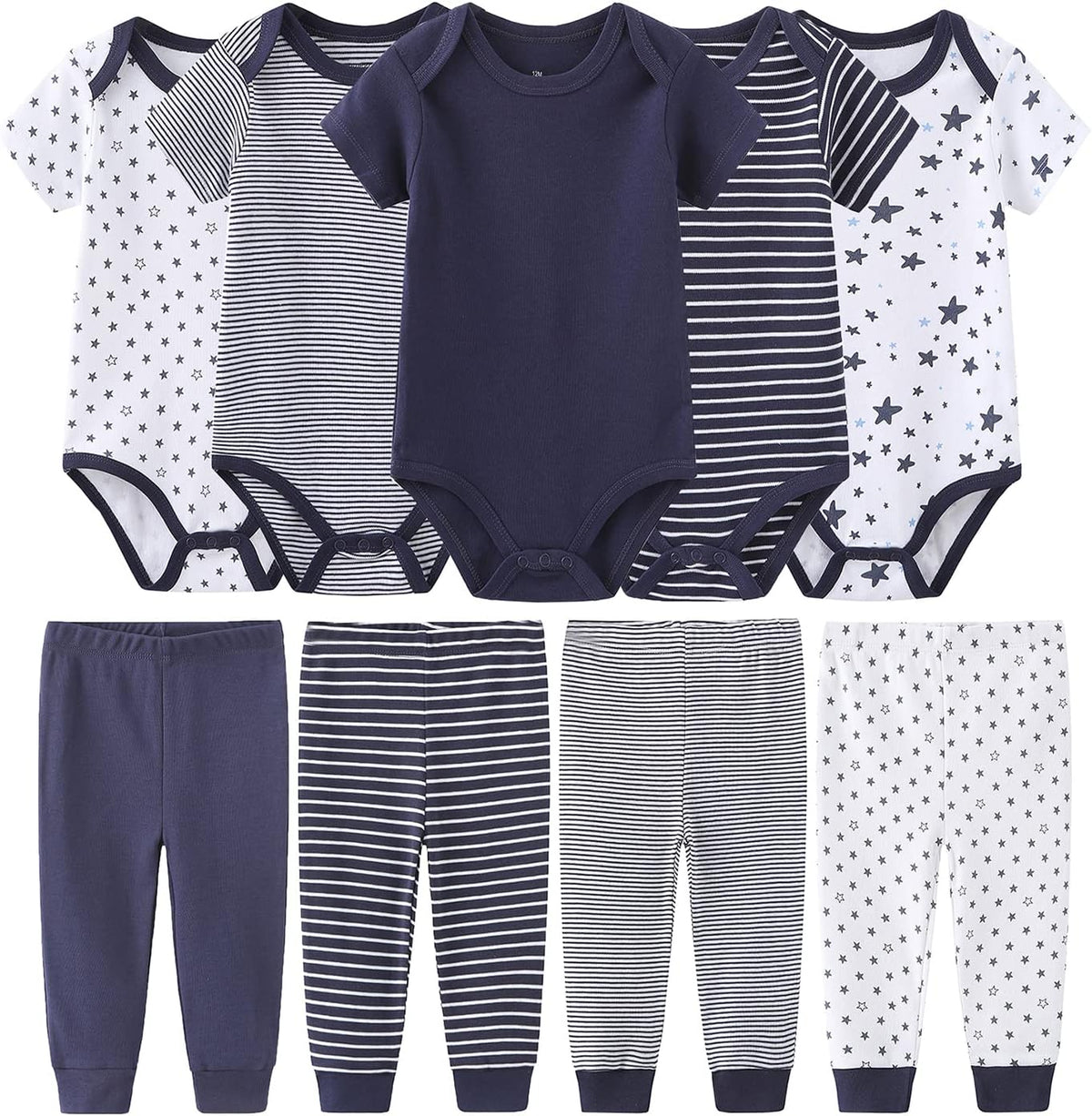 Newborn Baby Clothes Set - Short Sleeve Baby Boy Pants & Girl Bodysuits - Layette Sets