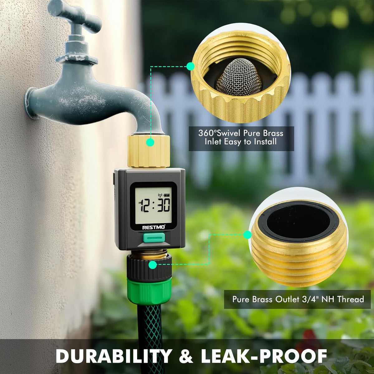 RESTMO Smart Water Flow Meter with Screen Backlight, APP Control