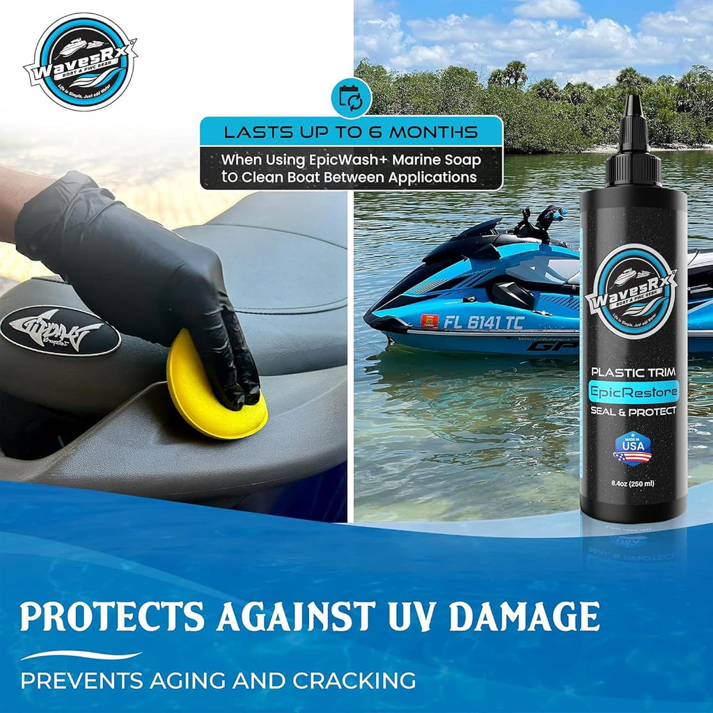 EpicRestore Marine Trim Restorer & Vinyl Protectant | Plastic Restorer for Boats & PWC | Ceramic Coating UV