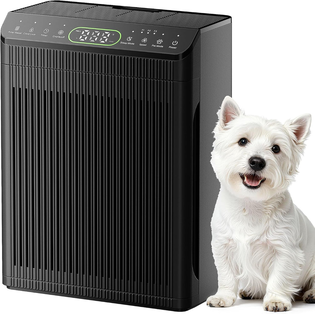 Air Purifier for Home Pet Up to 2200Ft² Pre-Filter Washable Black | HEPA Filter for Wildfire Smoke, PM2.5 Air Quality