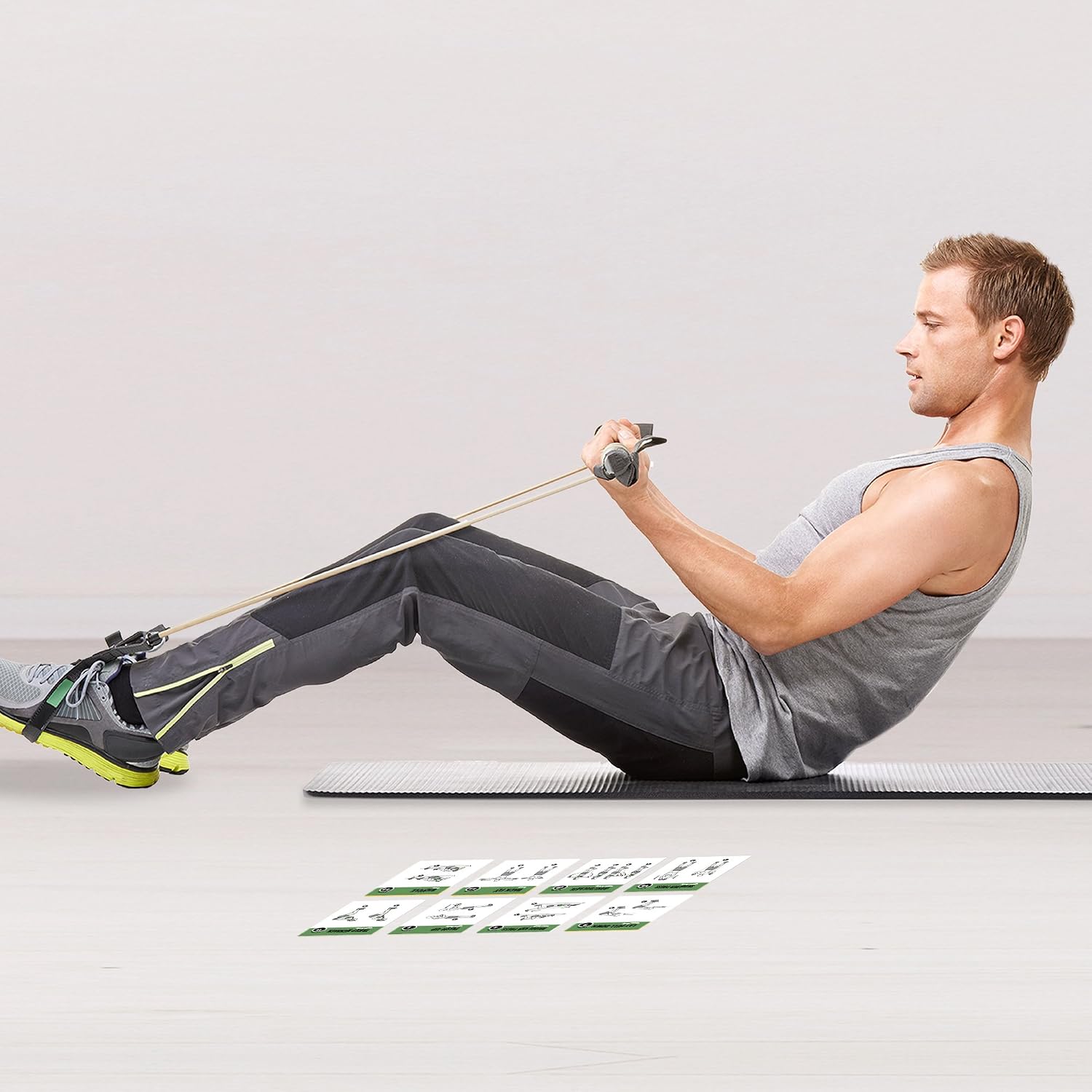 Resistance Bands Workout Cards, Instructional Fitness Deck for Women & Men, Beginner Fitness Guide to Training