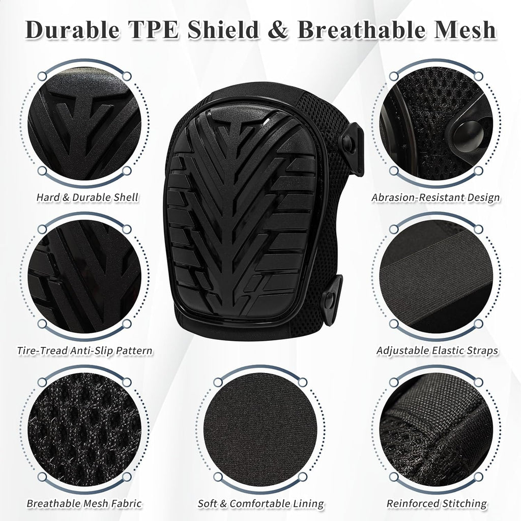 Work Knee Pads TPE Shield Gel Core 1 Pair Breathable Mesh