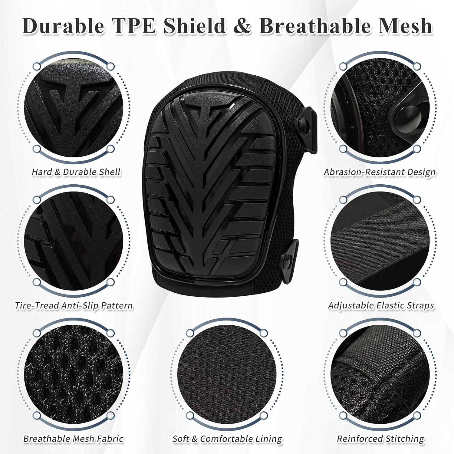 Work Knee Pads TPE Shield Gel Core 1 Pair Breathable Mesh