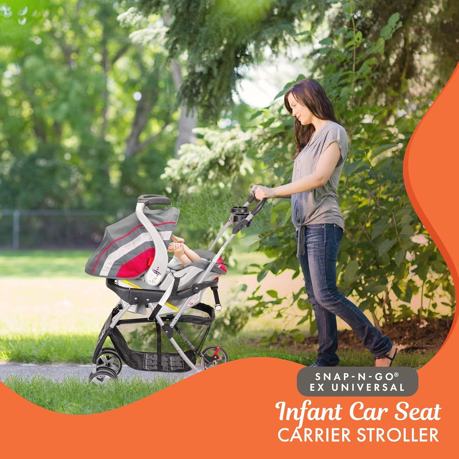 Snap N Go EX Polyester Lightweight Foldable Universal Single Infant Car Seat Carrier with 2 Cup Holder and Covered