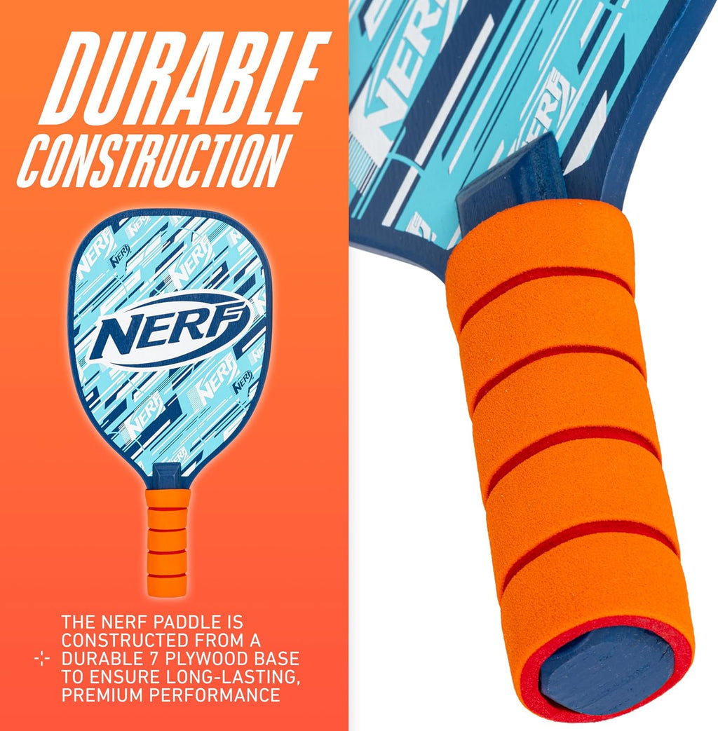 2 Player Pickleball Paddle Set - Youth Pickleball Equipment Set - (2) Wooden Paddles with Foam Grips + (2) Outdoor