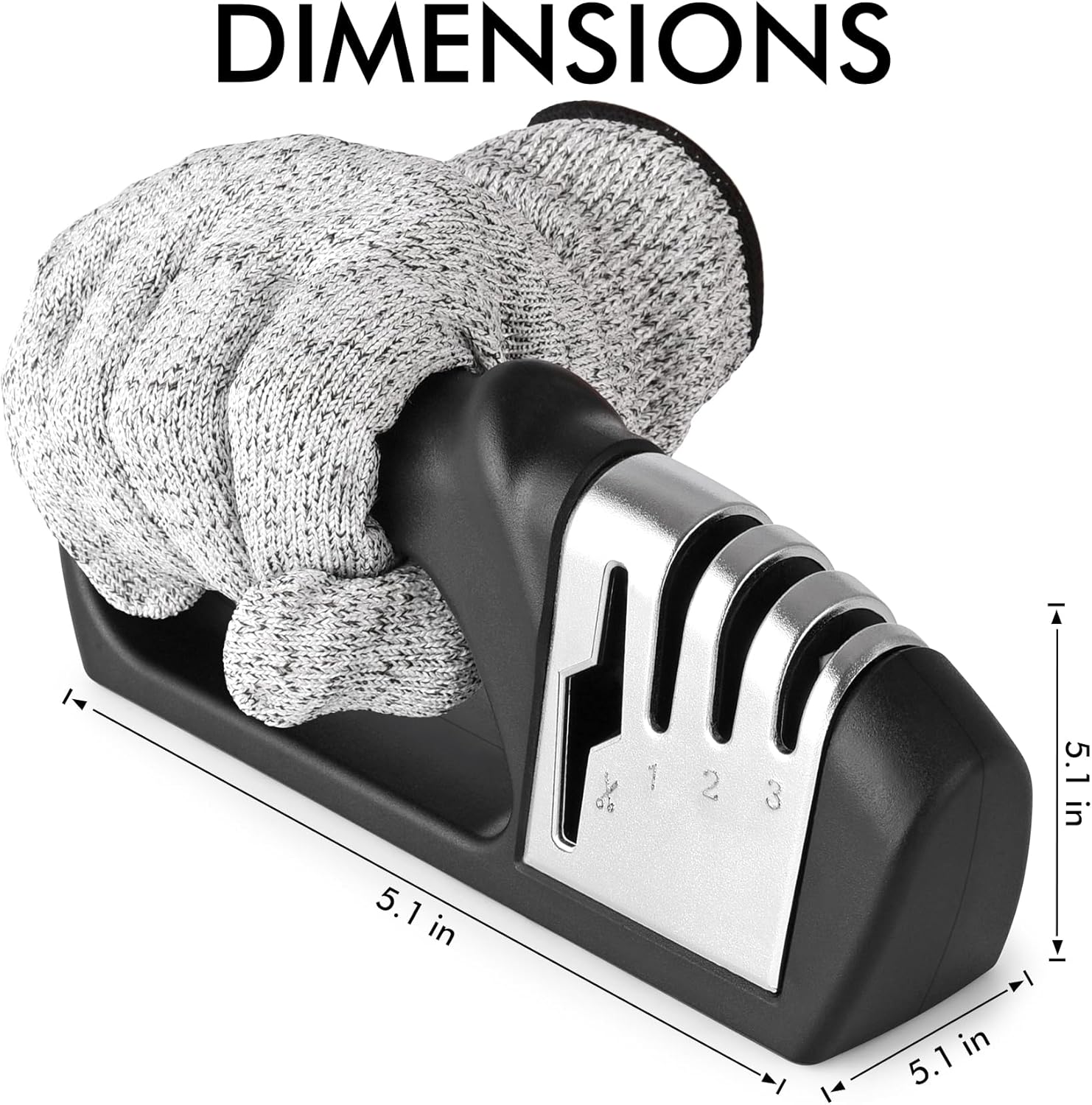 4in1 Knife Sharpener, 3 Stage Manual Sharpener for Sharpening Kitchen Knives 1 Stage for Scissors- Ceramic Stone