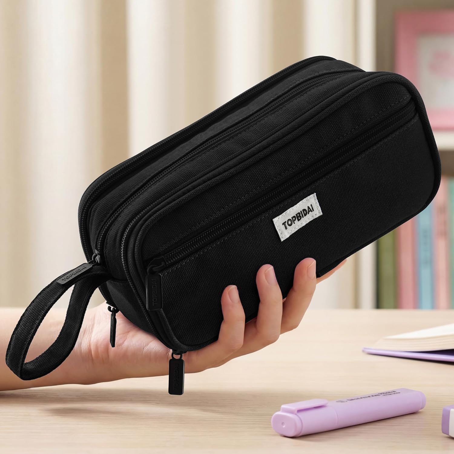 Large Pencil Case Pouch for Girls Boy Women Men Adults | Big Capacity Canvas Pencil Bag, Office School Supplies