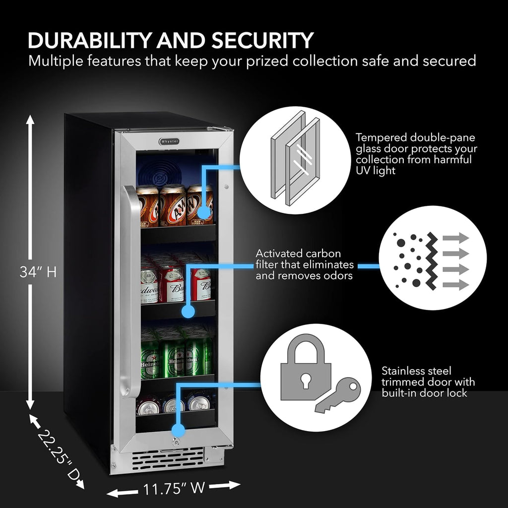 12" Built-in Undercounter Beverage Refrigerator, 75 Can, BBR-638SB