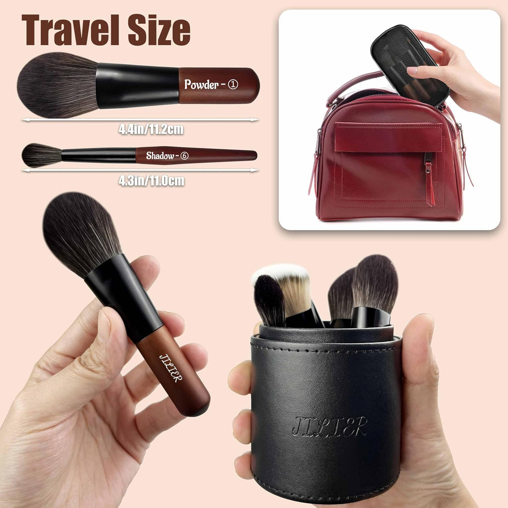 Travel Makeup Brush Set, 14 pcs Mini Makeup Brushes for Foundation, Powder, Eyeshadow, Highlight, Contour, Blush &