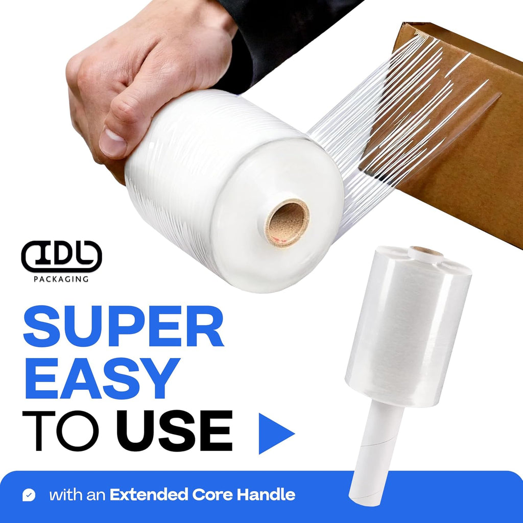 5" x 1000' Stretch Wrap Mini Roll, 80 Ga (12-Pack) - USA-Made