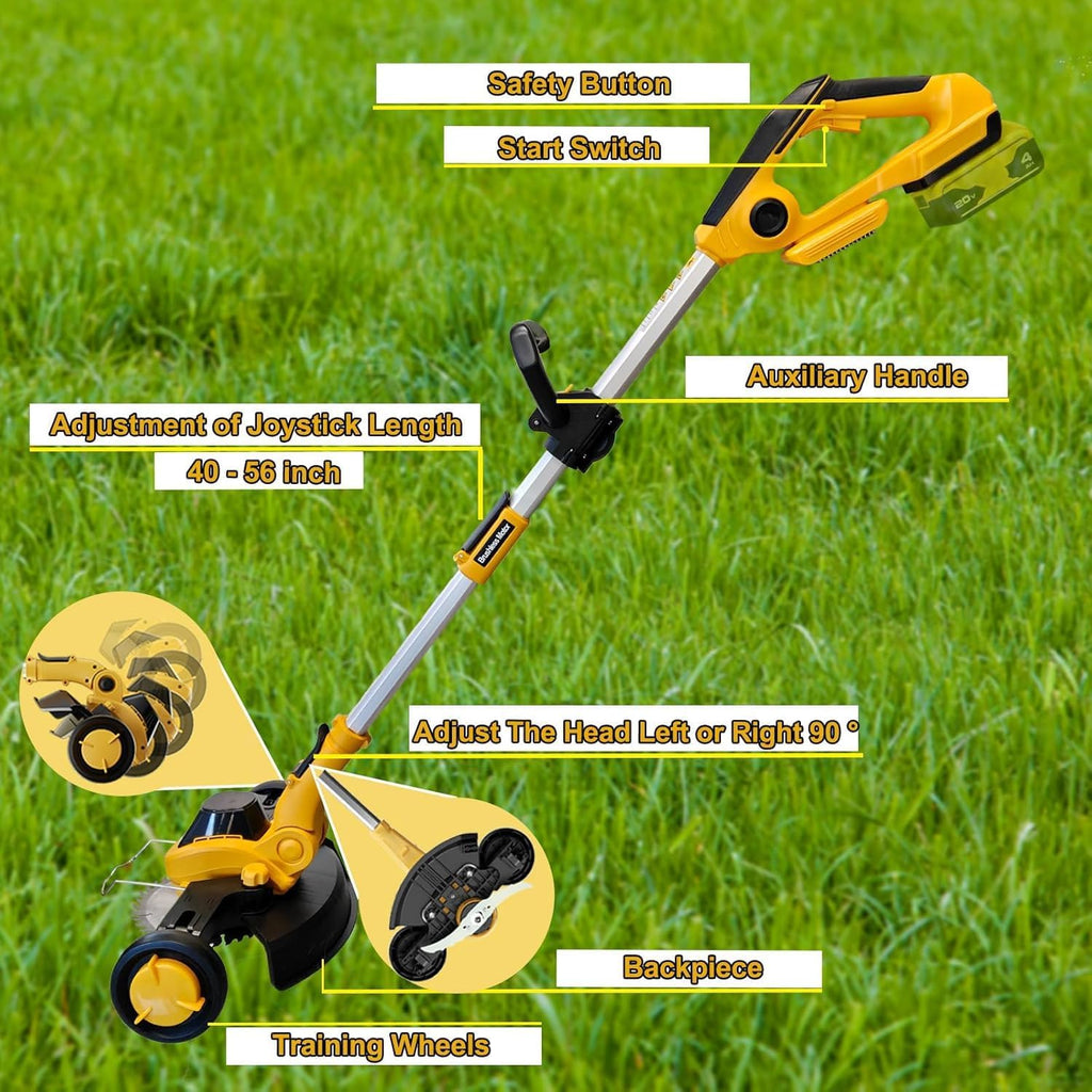 12" Weed Wacker Cordless for Dewalt 20V Max Battery, Electric Weed Eater | Battery Powered Brush Cutter 4 in 1