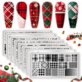 Nail Stamping Plates Set Plaid Flowers Leaves Lace