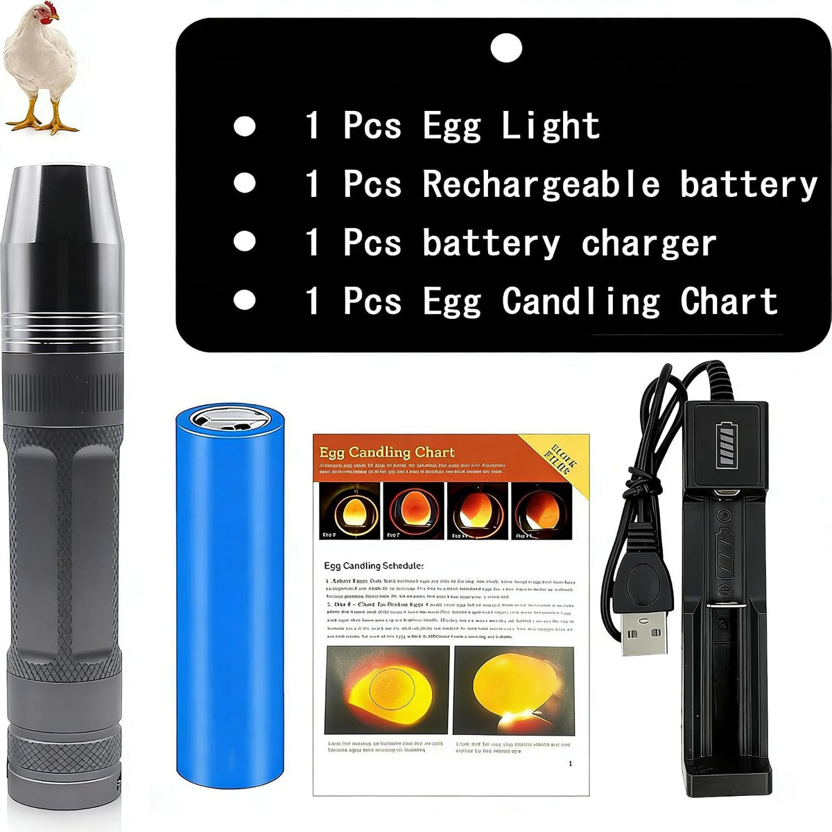 Egg Candler for Chicken Eggs, Rechargeable USB Egg Candling Light