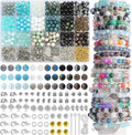 8mm 18 Colors Glass Beads for Jewelry Making, 810pcs Charm Bracelet Making Kit - Crystal/Crackle/Stone/Gold & Silver