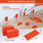 45-Piece Laminate Flooring Tools, Heavy Pull Bar, Solid Tapping Block with Handle, 40 Spacers, 33mm Double-Faced