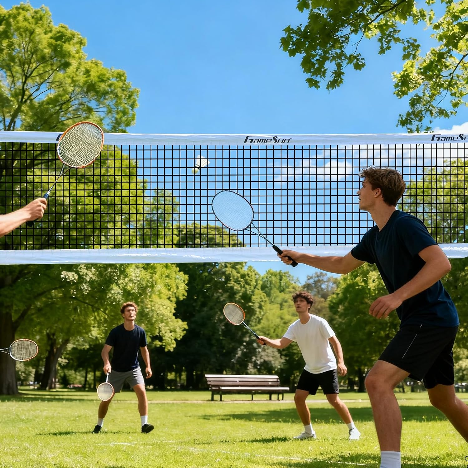 Professional Outdoor Volleyball & Badminton Combo Net - 32'x3' Heavy-Duty 21-Ply Polyester with Tarpaulin Tape & Top