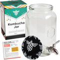 Kombucha Jar with Dispensing Valve - For Kombucha Fermentation - Includes Custom Cloth Cover- Proprietary Design