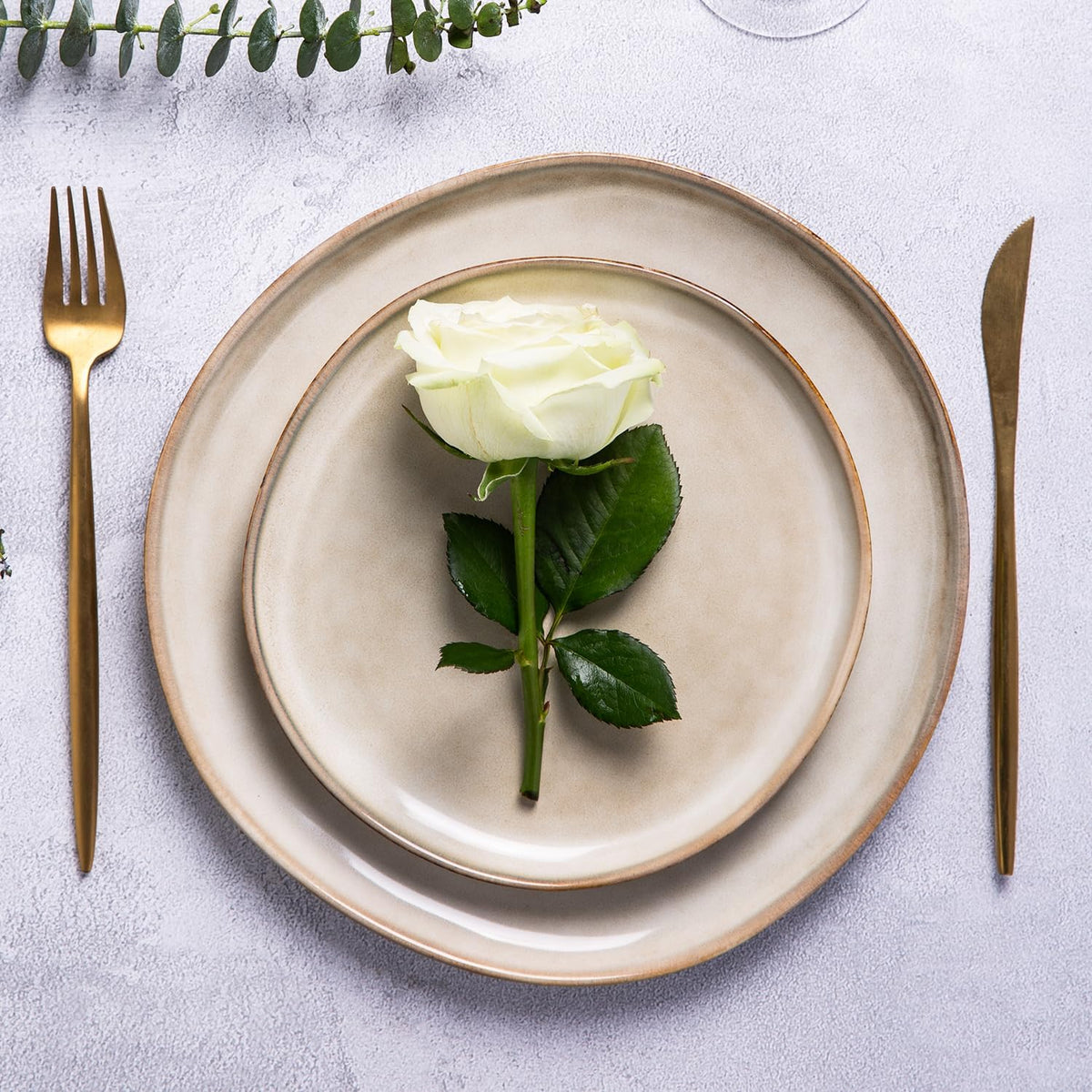 Ceramic Dinner Plates Set of 6, 10.5 Inch Stoneware Plates Set