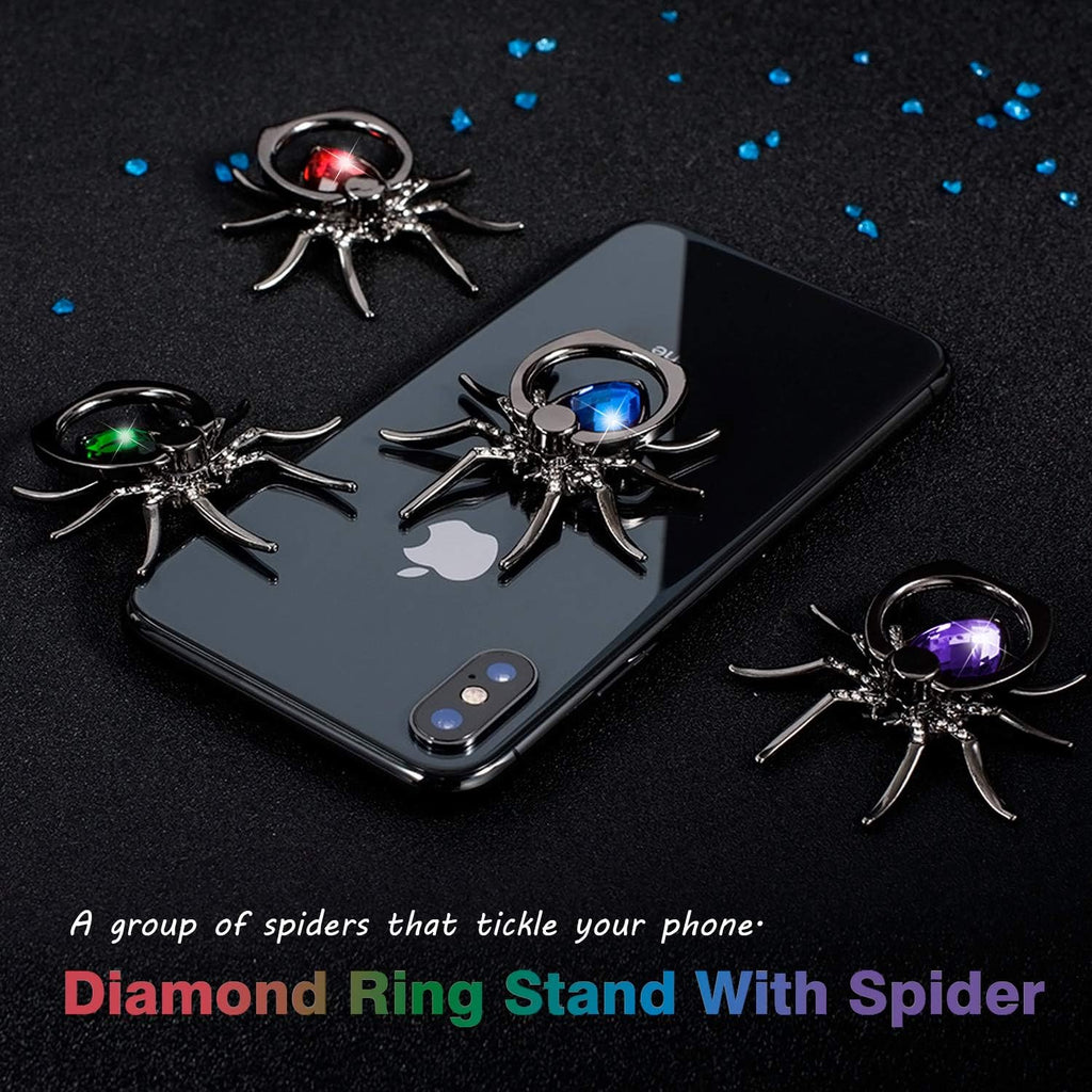 Phone Ring Holder Stand, 360 Degree Rotation Universal Spider Finger Kickstand with Polished Metal Phone Grip for