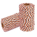 Cotton Twine String Bakers Rope: 2 Roll Twines for Crafts Gift Wrapping - 656 Feet Orange Black White Twine for