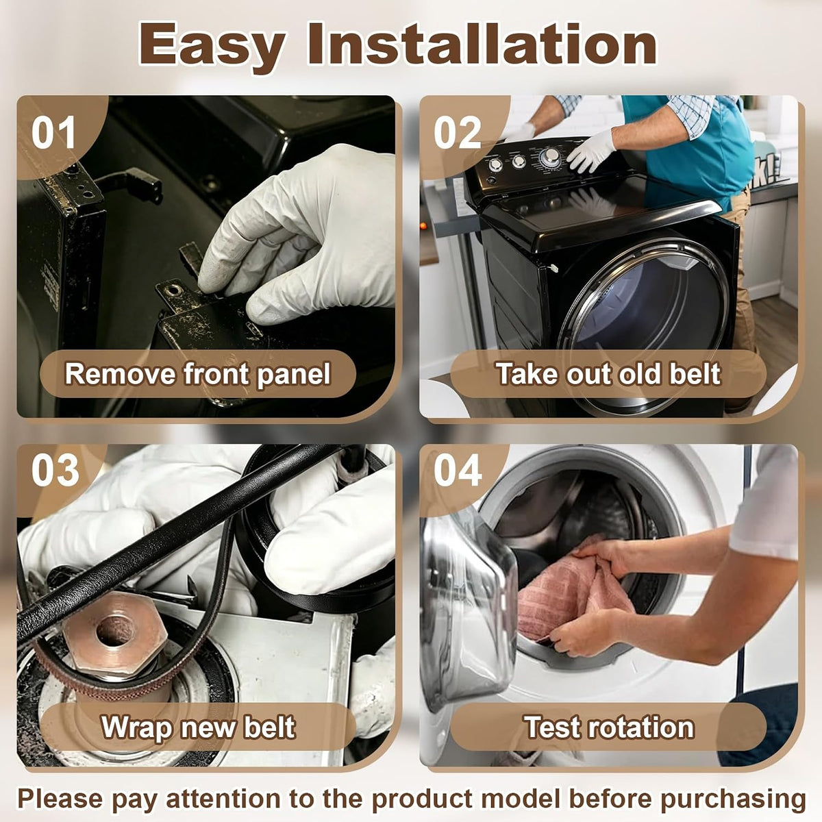 2-Pack Dryer Drum Belt Replacement Replaces HTX24EASK0WS etc