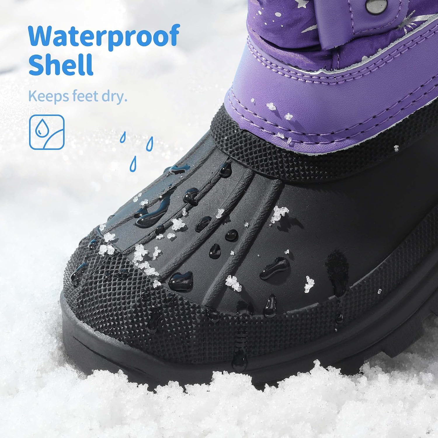 Girls Snow Waterproof Winter Boots | Warm Faux Fur Lined Outdoor Secure Grip Anti Slip Outsole Easy Wear Windproof