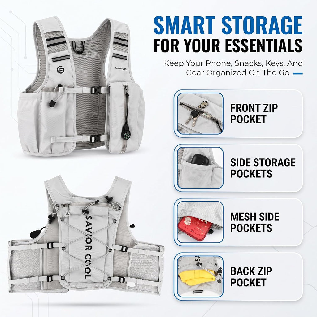 Cooling Hydration Vest with 2L BPA-Free Water Bladder, Running Vest with 3 Removable Cooling Packs, Lightweight