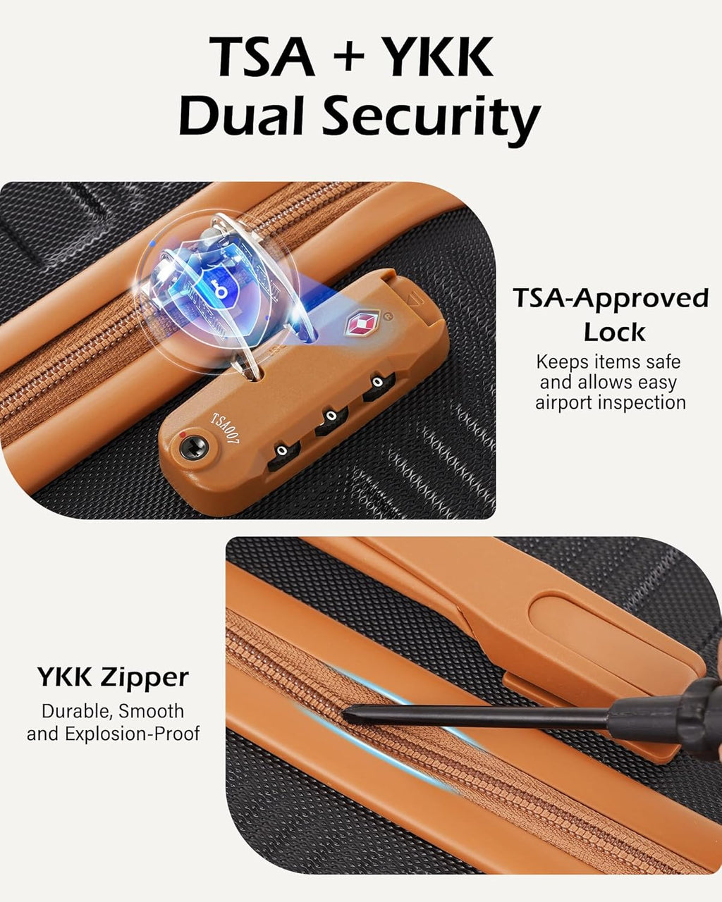 6 Piece ABS+PC Hardshell Luggage Set with Spinner Wheels, Lightweight suitcase set with TSA Lock & YKK Zipper