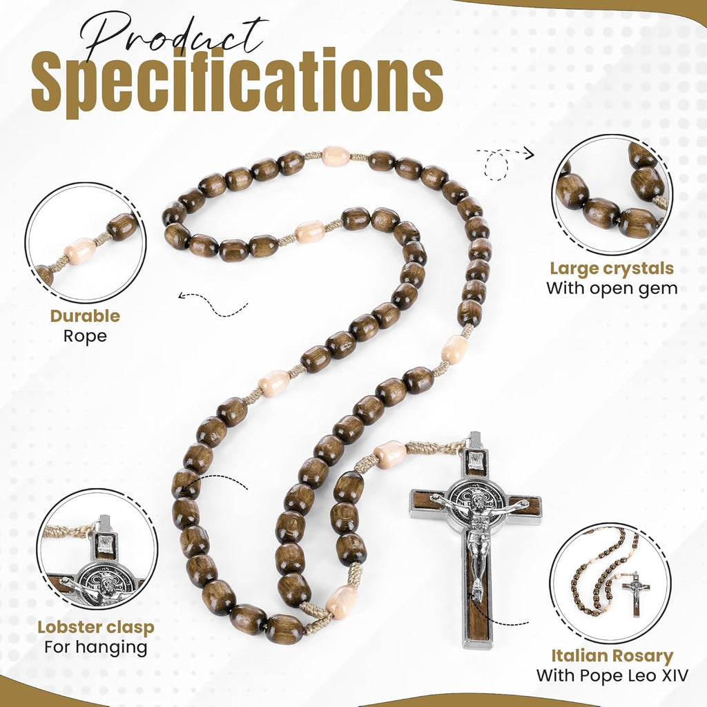 Catholic Rosary Necklace | Large Italian Prayer Beads Gift