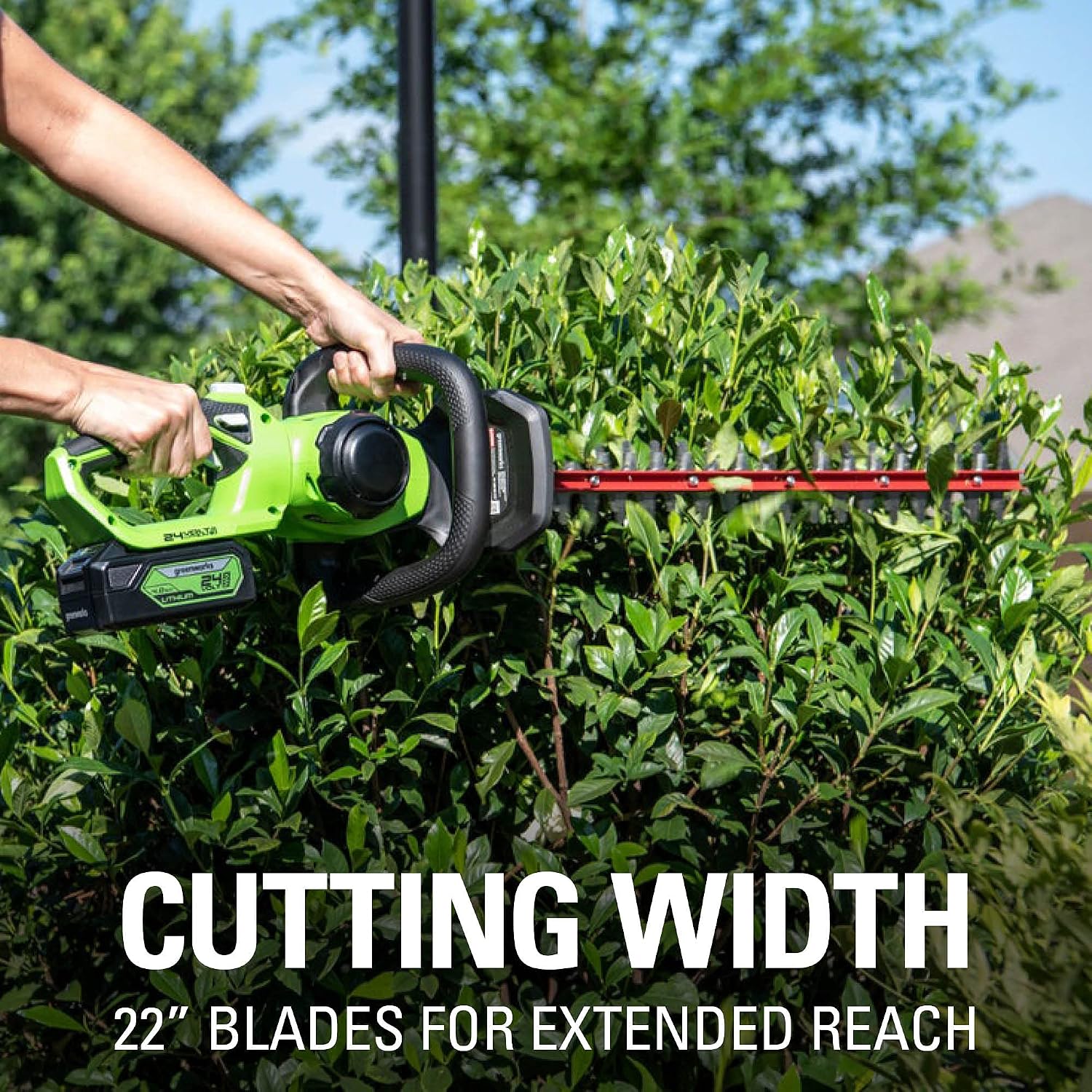 24V 22" Cordless Laser Cut Hedge Trimmer, Tool Only