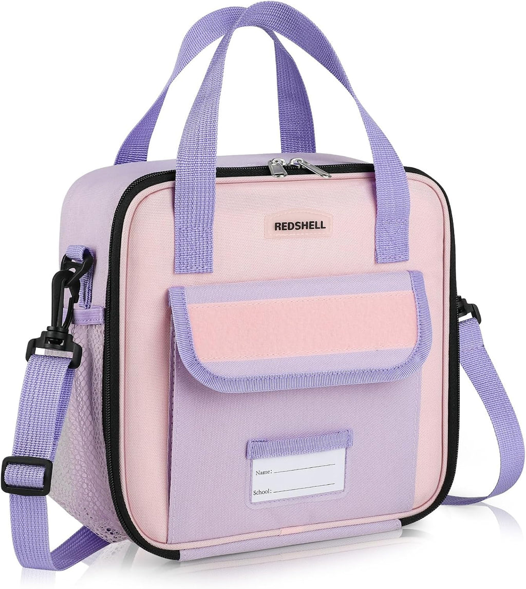 Lunch Box Kids, Large Insulated Lunch Bag for Girls, Purple | Tactical Style, Cooler Lunchbag, Square Toddler