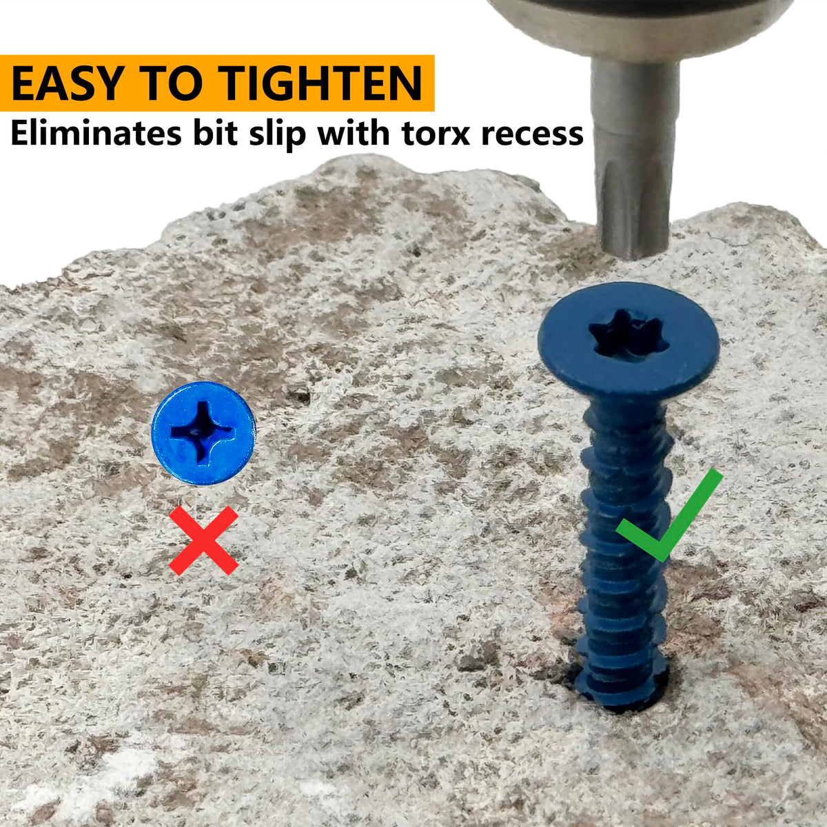 3/16" x 1-1/4" Torx Head Concrete Screws for Anchoring to Masonry 50PCS