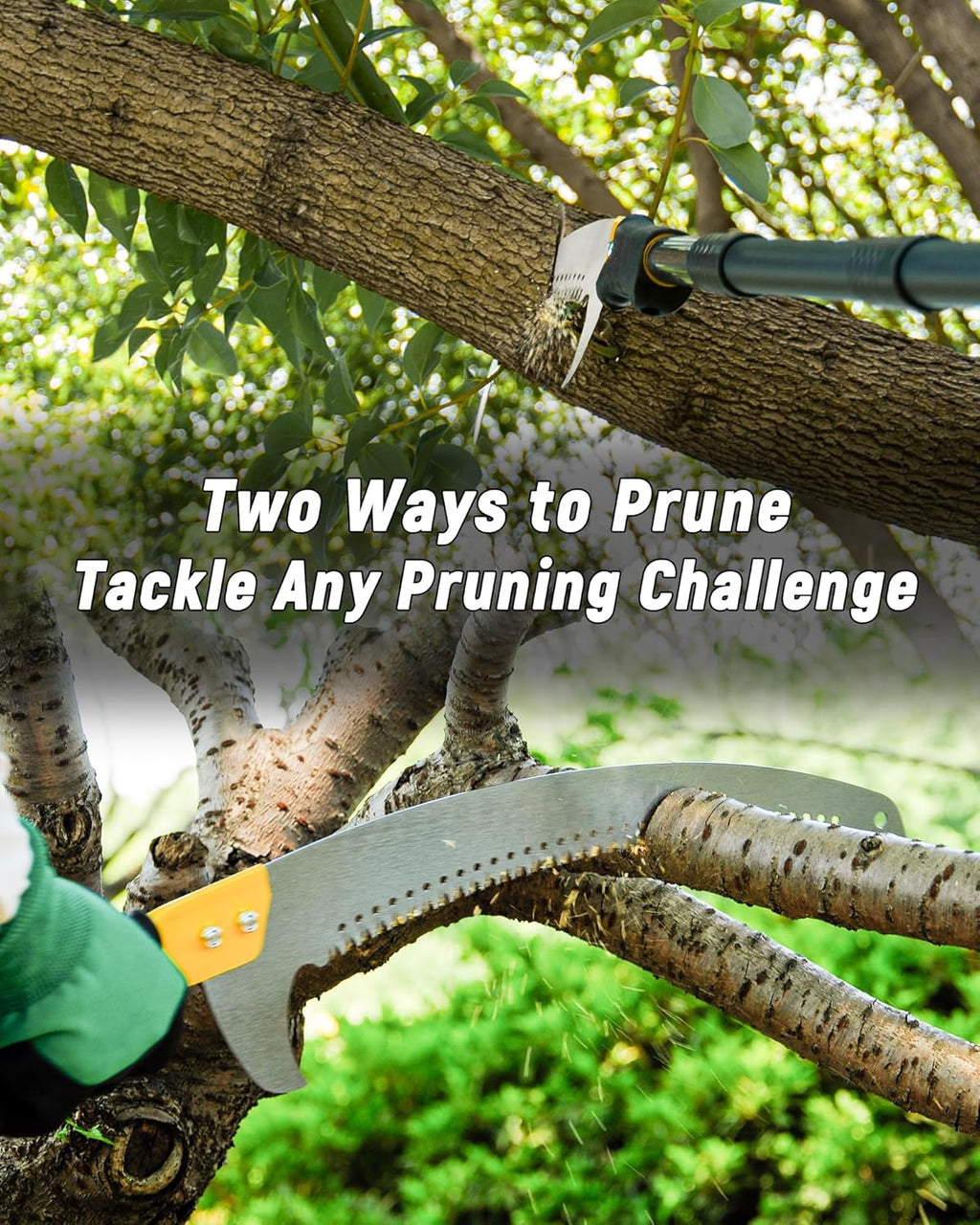14.5FT Pole Saw with Adjustable Length for Tree Trimming, Lightweight Manual Pruning Saw with Mn Steel Blade, Long