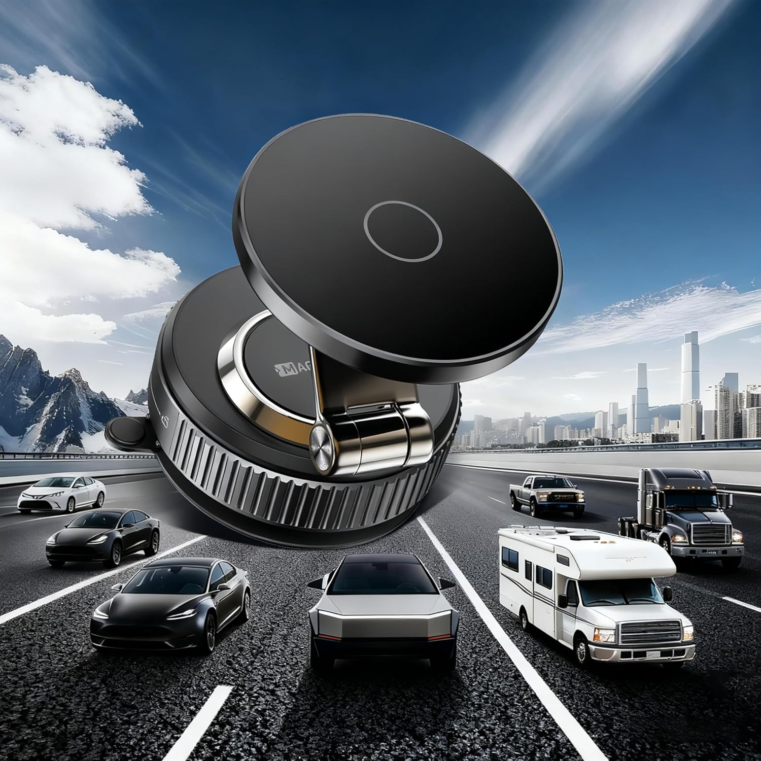 Magnetic Phone Holder for Car 2026 Heavy Duty Model 360° Adjustable Vacuum Suction Car Magsafe Phone Mount Cell Phone