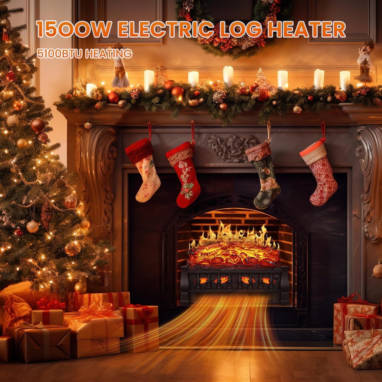 21" Electric Fireplace Insert — Realistic 3D Flame, 750W/1500W Heat, Remote Control, Timer & Safe Overheat Protection