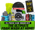 Car Wash Kit 14-Pc Arsenal Builder - with Foam Blaster, Wash Bucket, Towels, Applicators, and 16 oz Soaps, Waxes, and