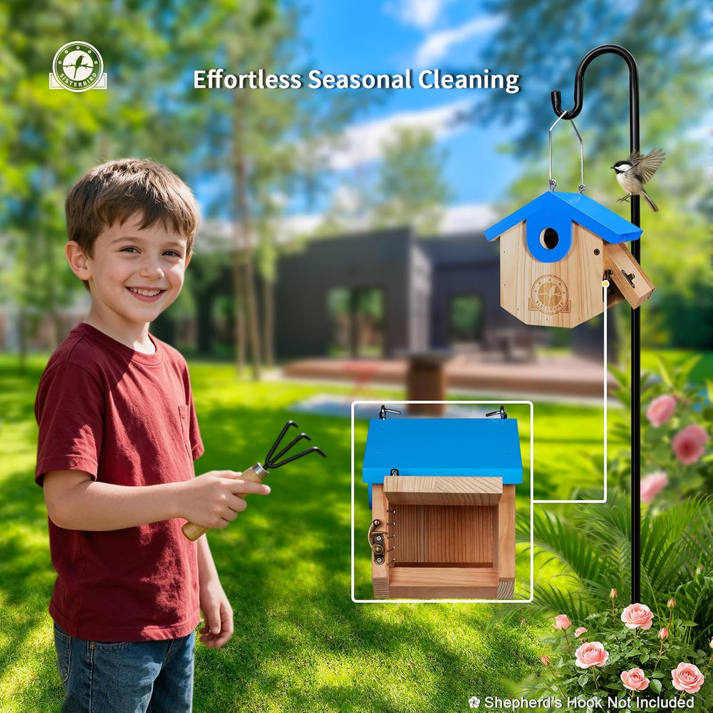 Wren Bird Houses for Outside, Bird House Warming Gifts, Blue