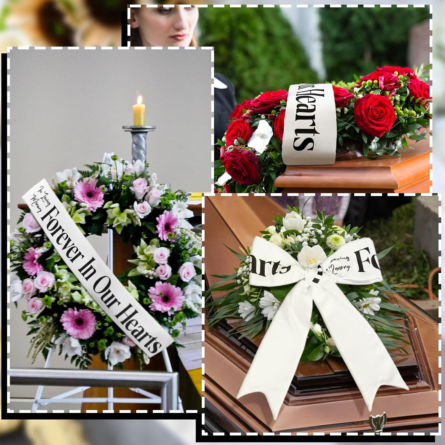 Funeral Sash Memorial Wreath Sash Funeral Ribbon Celebration of Life Ribbon for Casket or Wreath Flower Memorial