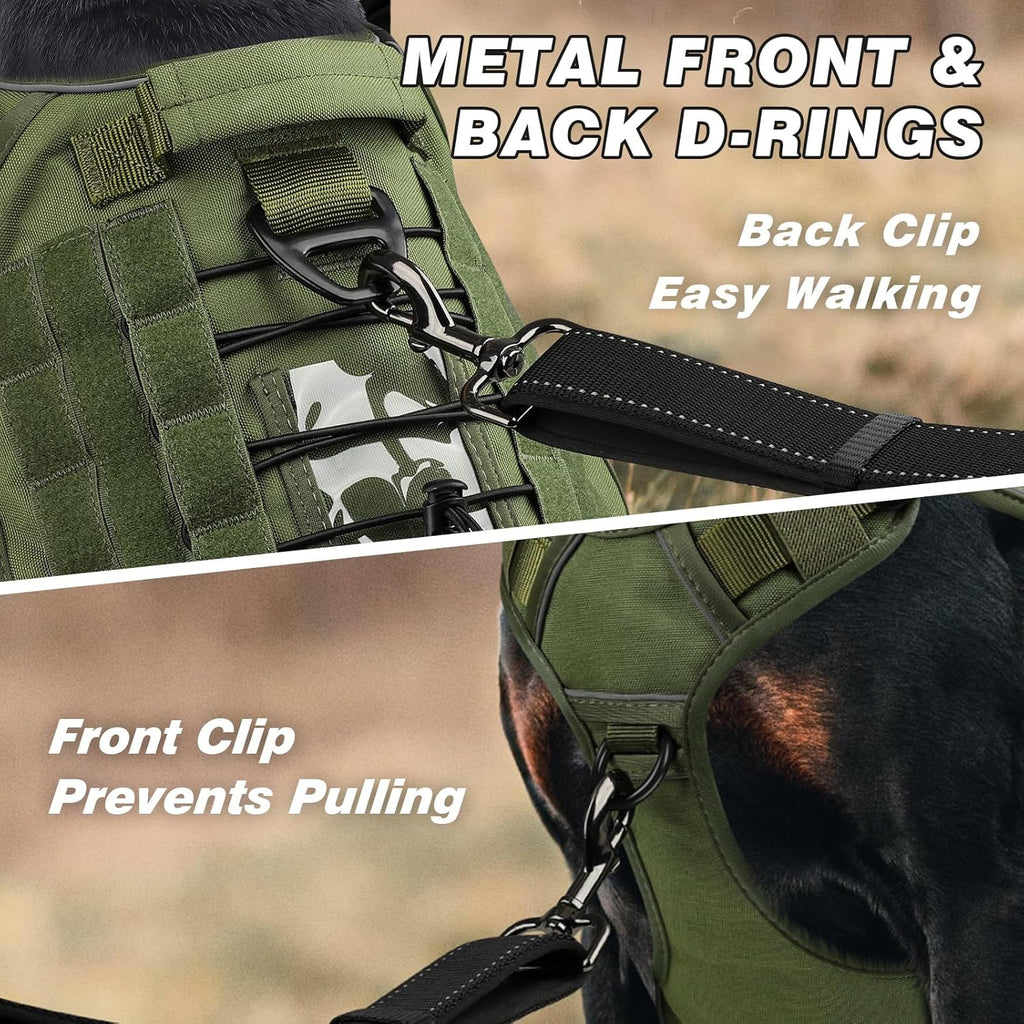 Tactical Dog Harness for Large Dogs, Heavy Duty No Pull Dog Harness with Handle, Adjustable Reflective Military K9
