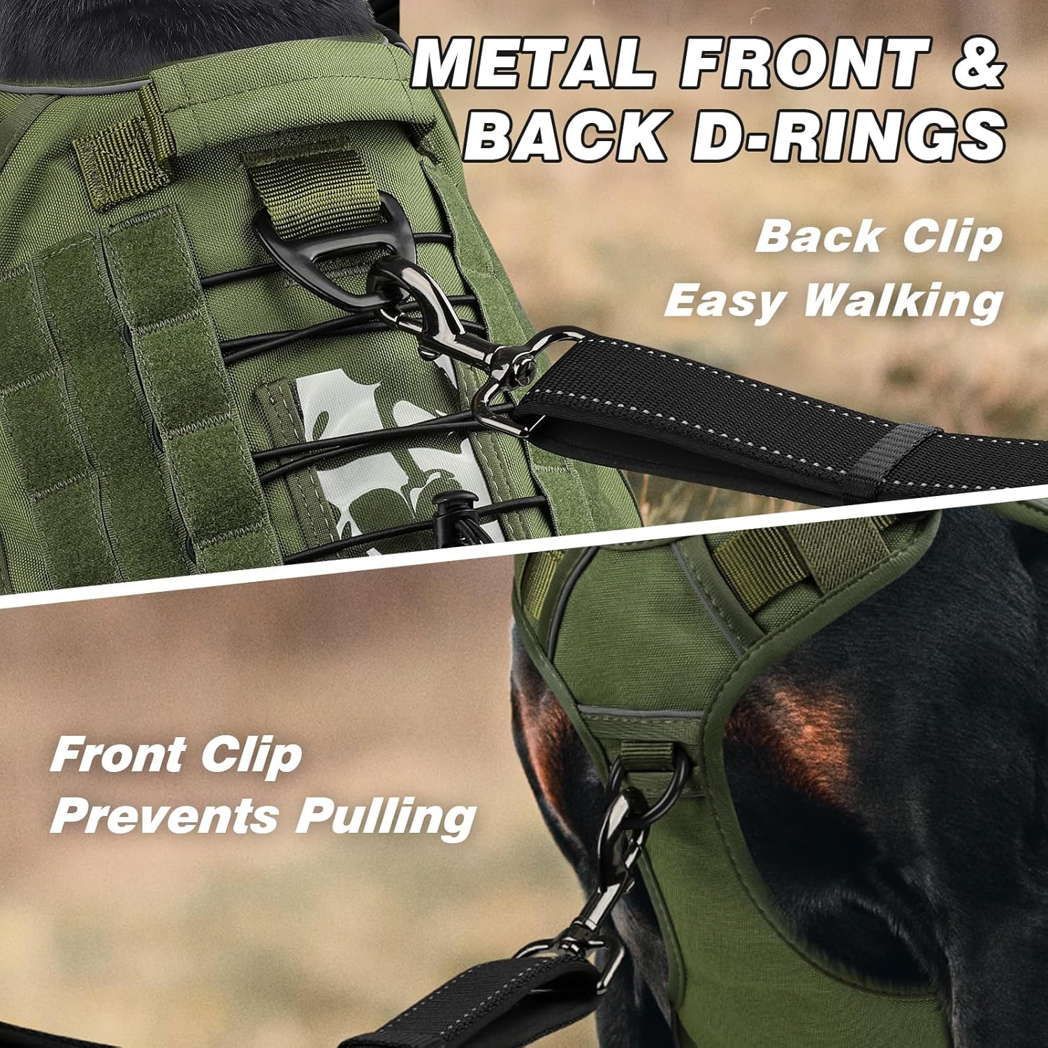 Tactical Dog Harness for Large Dogs, Heavy Duty No Pull Dog Harness with Handle, Adjustable Reflective Military K9