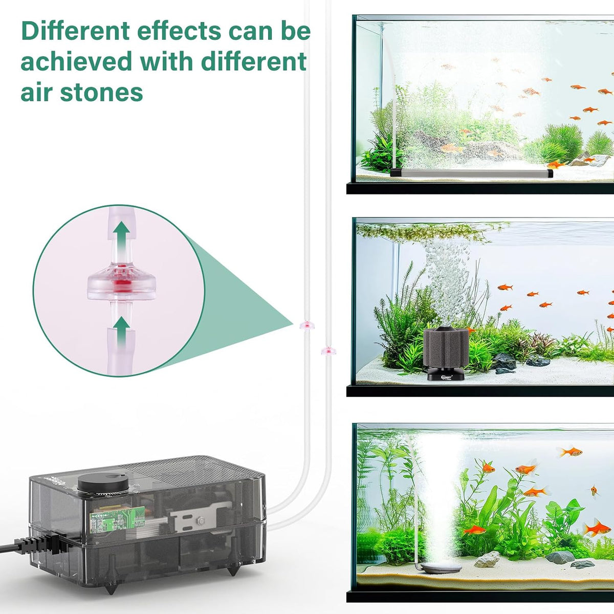 See-Through Air Pump for 60-100 Gallon Fish Tank: Adjustable Oxygen Pump,Silent Powerful Aerator Pump 2.5W 2 Air