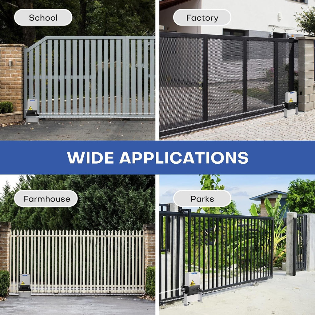 Automatic Sliding Gate Opener, 4400lbs Chain Operated Gate Opening Kit with 4 Remotes, 750W Electric Rolling Driveway