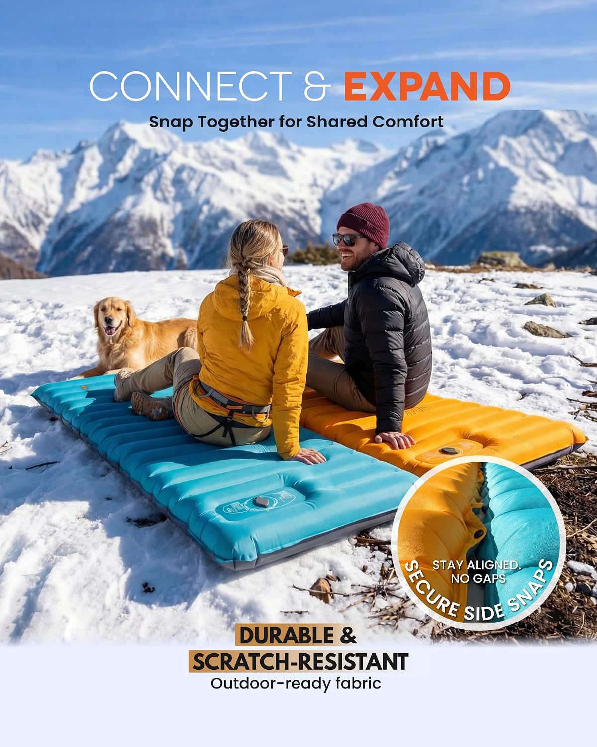 Inflatable Camping Sleeping Pad, 4-Inch Thick Full Air Support, No Bottoming Out for Side Sleepers, Camping &