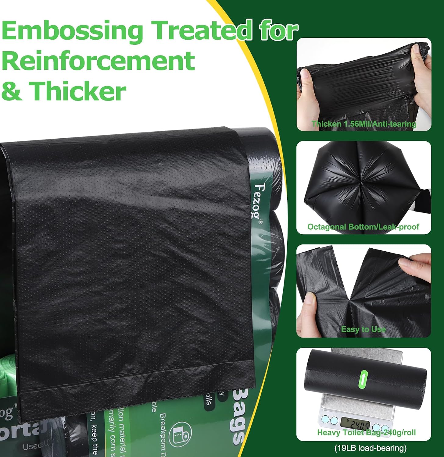 1.5Mils Portable Toilet Bags, 8Gal Camping Toilet Bags for Portable Toilet | 40PACK Portable Toilet Replacement Bags