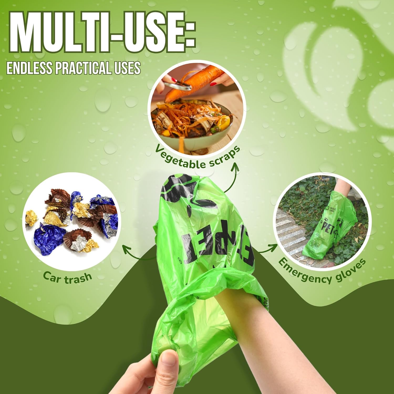 1080 Counts Green Poop Bags for Dogs, 41% Plant Based & 59% PE Extra Thick Dog Poop Bags Rolls, 9" x 13", Unscented