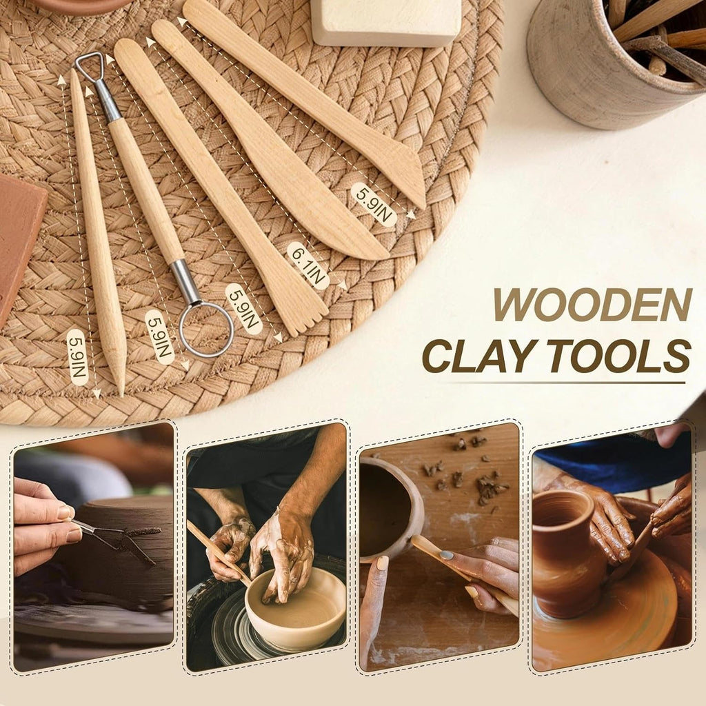 27PCS Air Dry Clay Tools Kit, Basic Polymer Clay Sculpting Tools | Pottery Tools for Adults, Pottery Craft, Carving