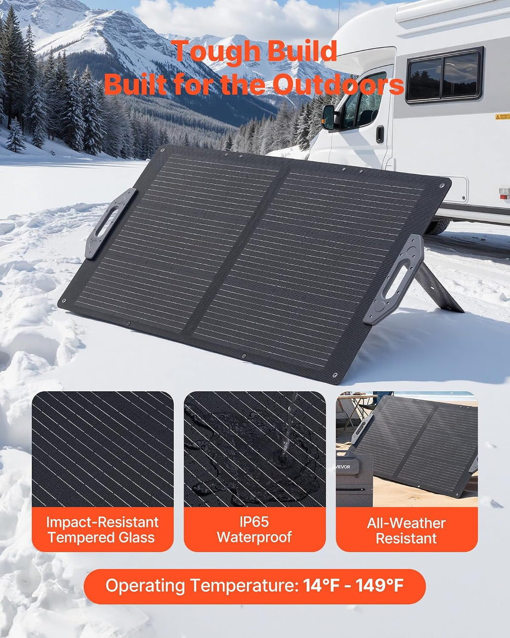 100W Foldable Solar Panel, 24% High-Efficiency Portable Monocrystalline Solar Panel Charger with MC4 Output, USB-A